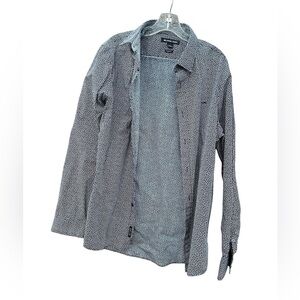 Michael Kors Shirt Button Down Mens Black White Heart Pattern Size Large